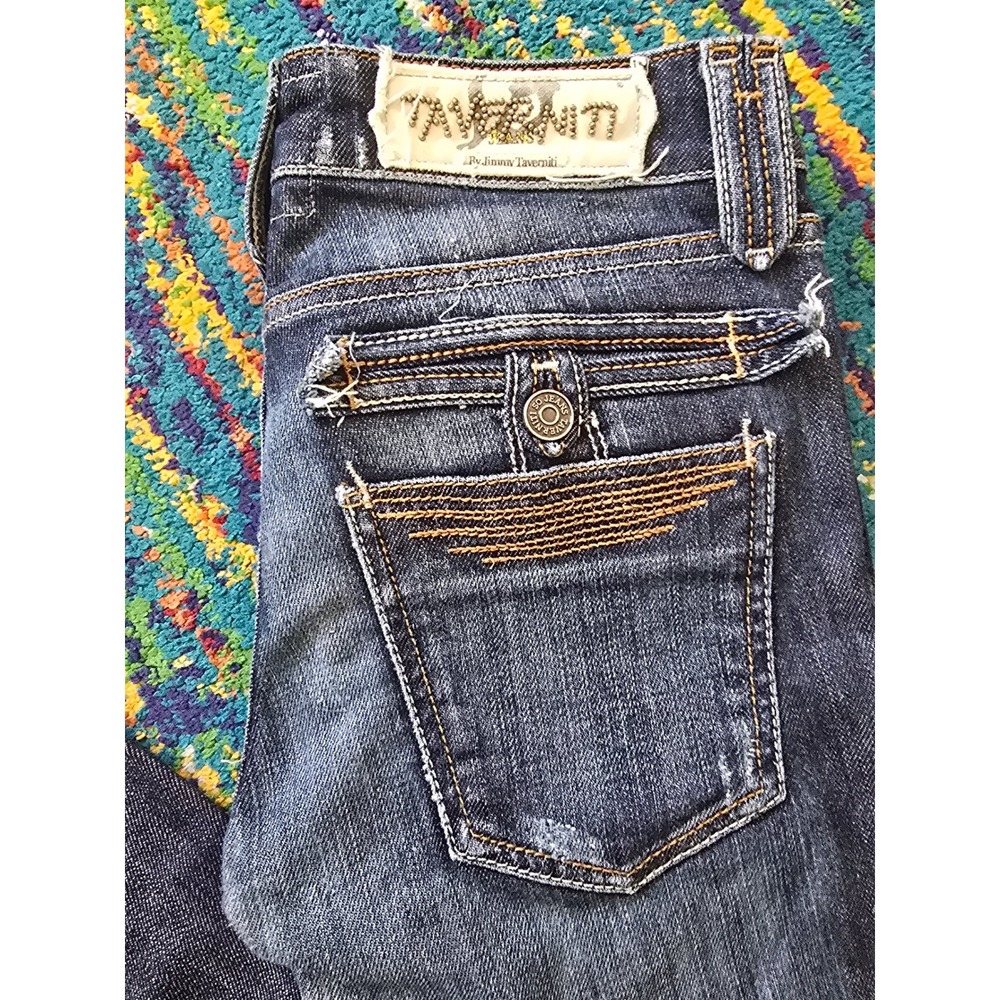 Y2k Taverniti So Jeans Janis 18 Bootcut Dark Wash Distressed Denim Womens 26 - Picture 2 of 9